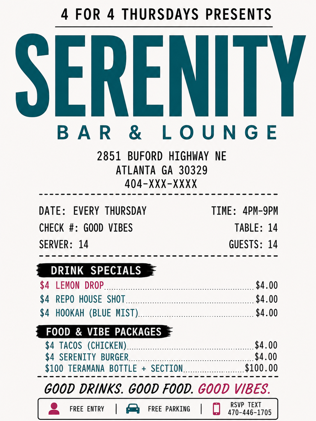 Serenity Resturant & Lounge **Best Happy Hour in Atl